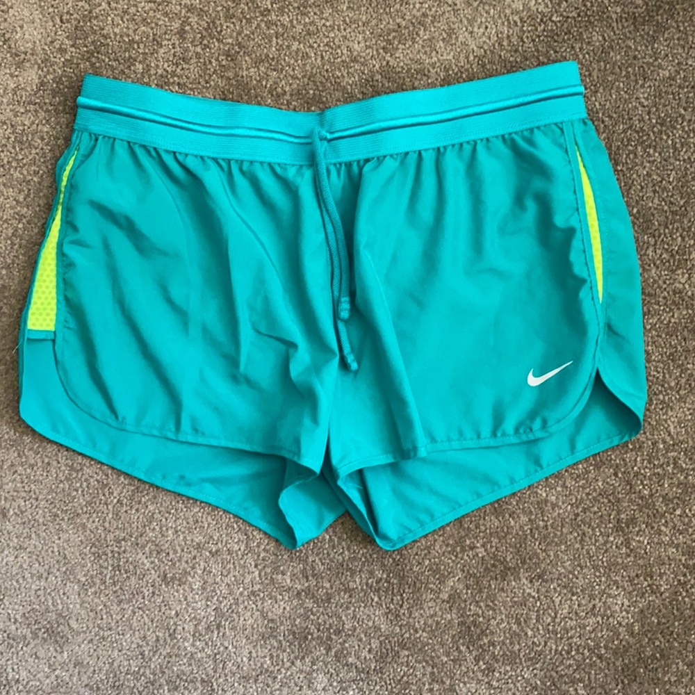 Teal and Neon Yellow Nike Running Shorts